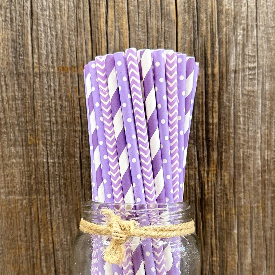 Lilac Straws, 100 Lavender Paper Straws, Violet Straws, Lavender Party