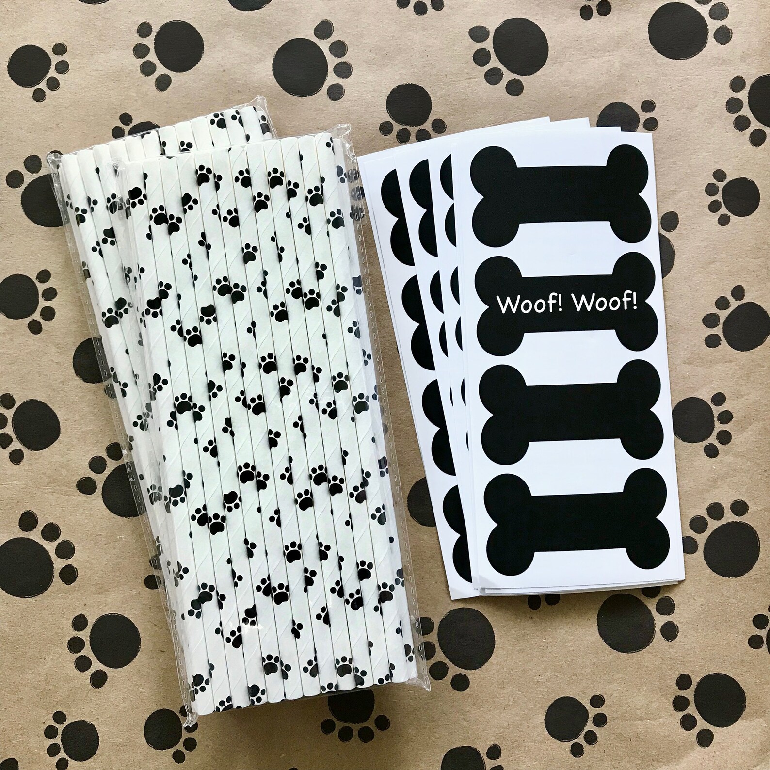 50 Paw Print Straws 48 Vinyl Chalkboard Labels Puppy Etsy