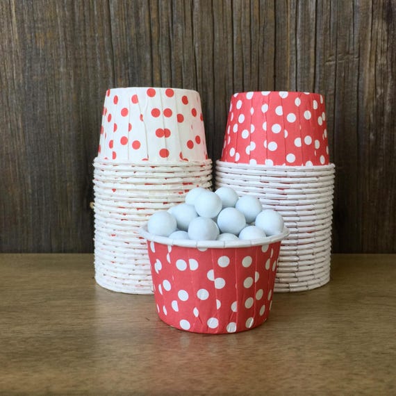 Red and White Paper Snack Cups Set of 48 Polka Dot Candy Etsy