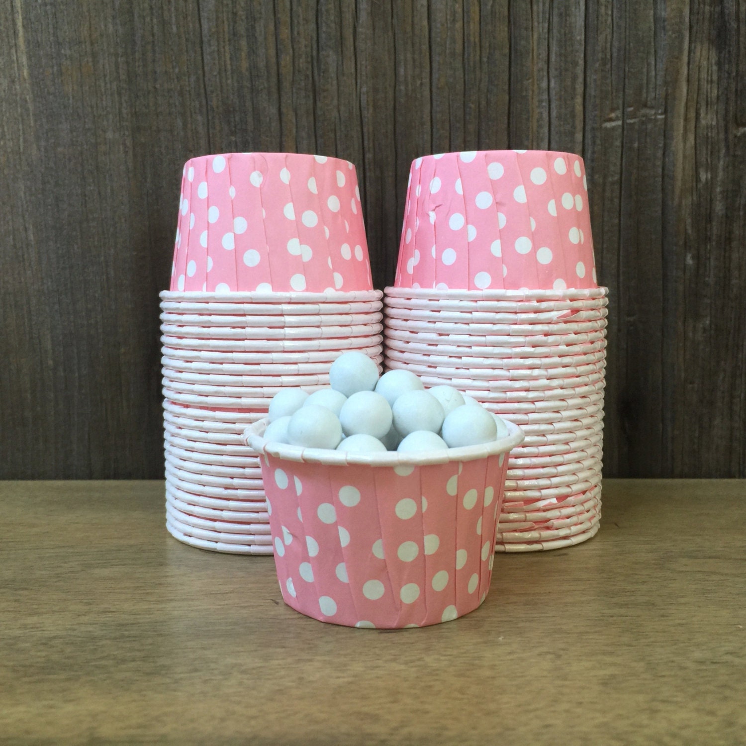Pink and White Paper Snack Cups Set of 48 Polka Dot Candy Etsy