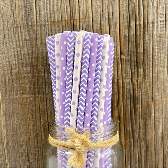 Lilac Straws 100 Lavender Paper Straws Violet Straws Etsy