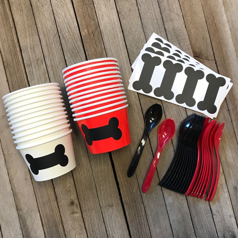 Dog Themed Ice Cream Cups Bone Treat Cups Dog Birthday Etsy