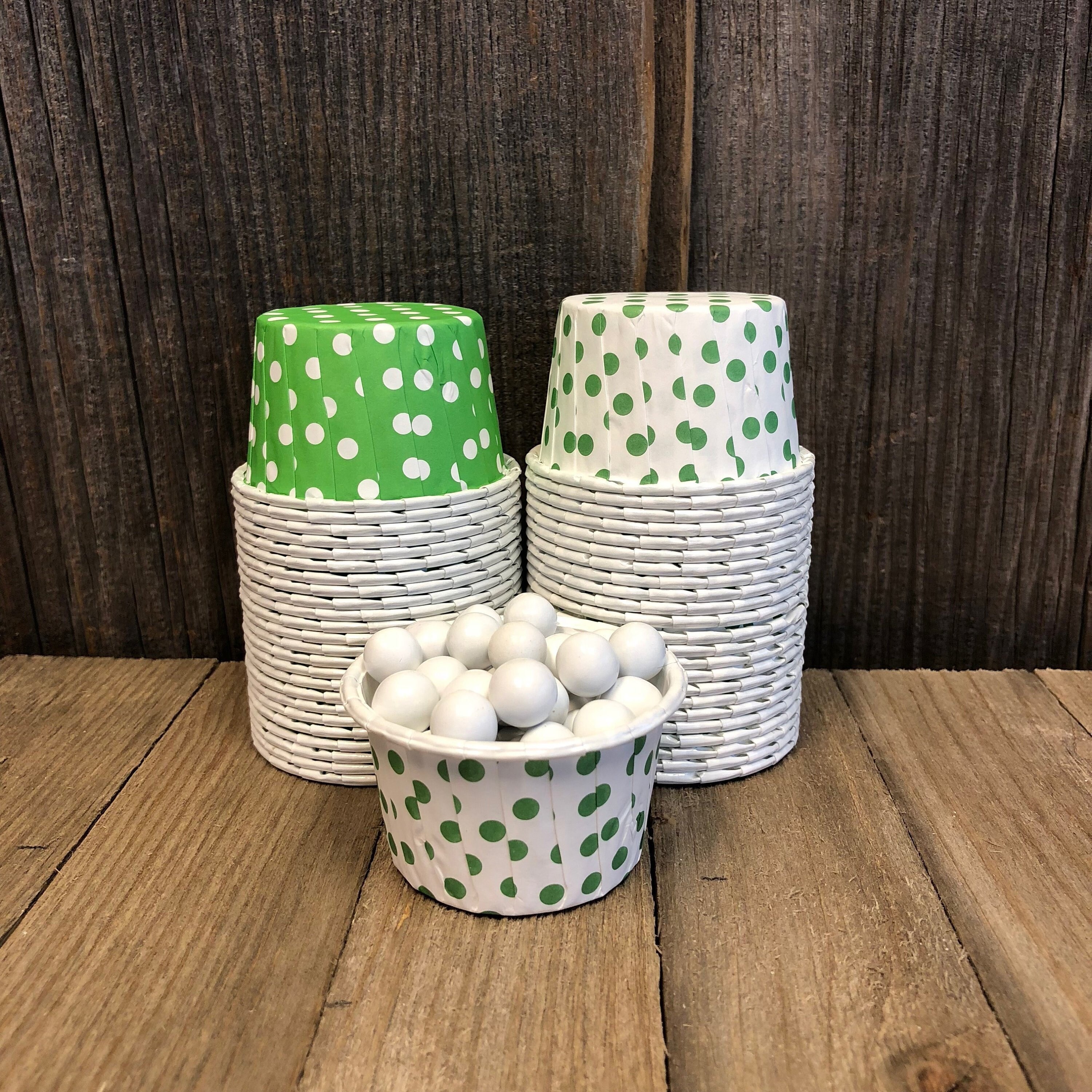 Green Paper Snack Cups Set of 48 Polka Dot Candy Cups Etsy