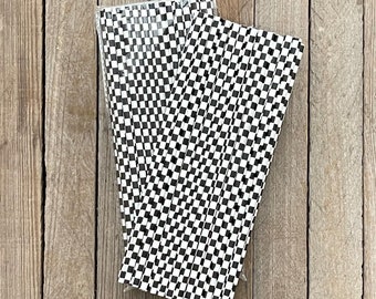 50 Black and White Check Paper Straws - Checkered Flag Drinking Straws - Race Theme - Birthday Party Supply - Disposable Biodegradable