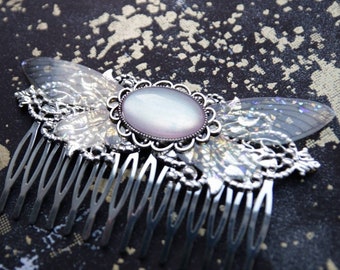 fairy wing haircomb hairbrooch crown "Fae" - fantasy larp wedding bridal festival burning man