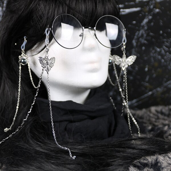 Brillenkette "Dark Moth" - Gothic Visual Kei Dark Academia Totenkopffalter