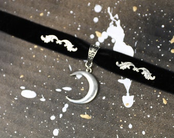 Gothic Moon Choker Collar Chain - "Crescent"