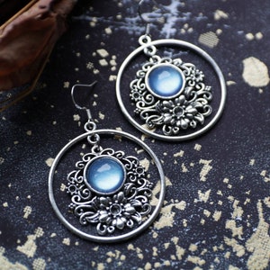 Victorian Gothic filigree Earrings &quot;Victorian Mystic&quot; - Visual Kei Lolita Witch Wicca Boho Occult Festival Cabochon