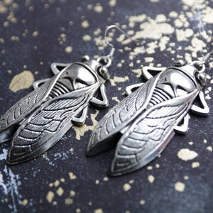 Cicada Bug Beetle Witch Earrings - Pagan Gothic Wasteland Fantasy Viking Statement