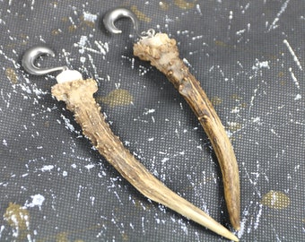 Real Antler Taxidermy Viking Pagan Ear Weights - "Children of the Woods"