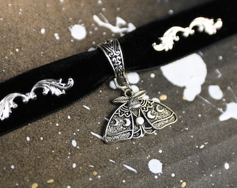 Gothic Moon Moth Choker Collar Chain - "Moon Moth"