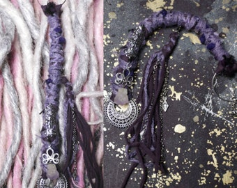 Dreadlock Dreadwrap Dreadbead Amethyst Hairwrap Pagan Viking Boho Festival Fairy Hair Extension Goa Gypsy hair accessories