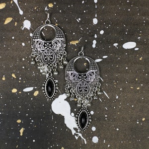 Orient Gothic Earrings Tribal Fusion Belly Dance Black Magic image 3