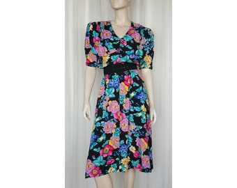 Vintage 80s floral summer day dress S/M