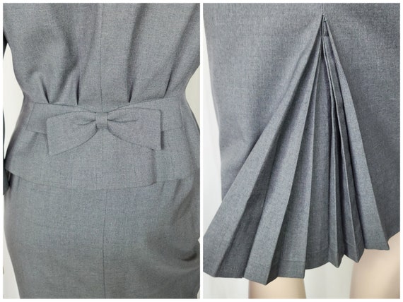 Vtg 1950s Auckie Sanft grey wool skirt suit set |… - image 5