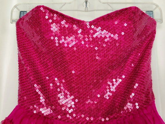 Y2K Betsey Johnson Pink Silk Organza Sequin Flora… - image 2