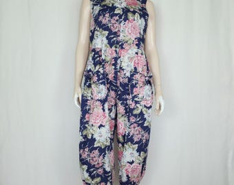 Vintage 80s Laura Ashley floral knickers jumpsuit romper playsuit L