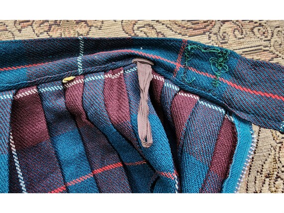 Vtg 50s 60s wool plaid pleated skirt S - image 7