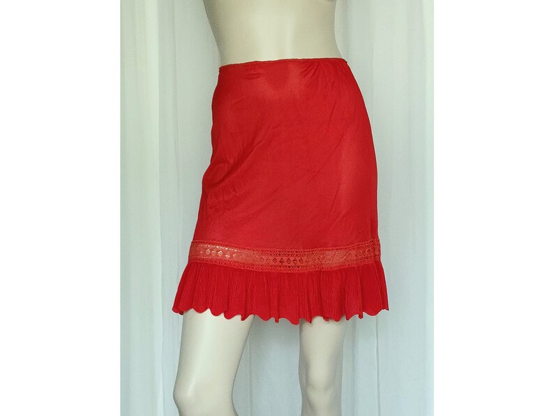 Vintage Red Nylon Pleat Short Half Slip XS Etsy