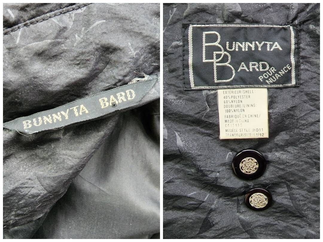 Vintage 80s Bunnyta Bard Black Floral Windbreaker Trench Coat - Etsy