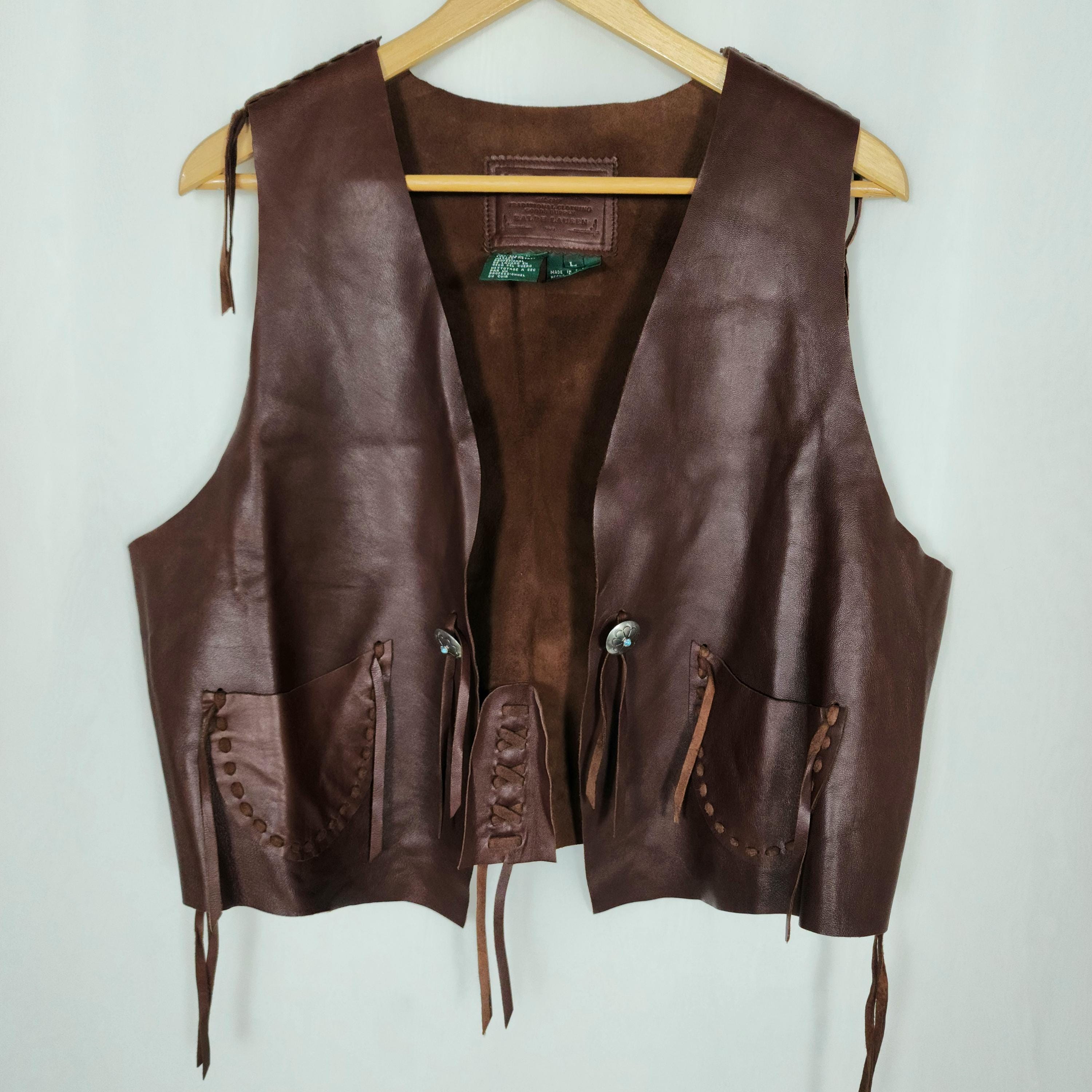 Ralph Lauren Leather Vest - Etsy