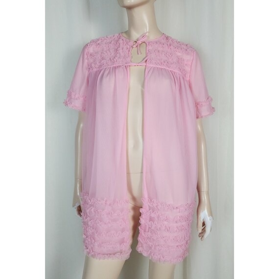 Vtg 60s Prova peignoir ruffle babydoll nightgown … - image 5