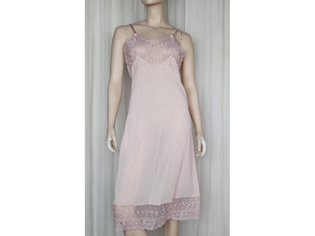 Vintage Lovely Anna Pink Nylon Full Dress Slip Nightgown 46 Etsy