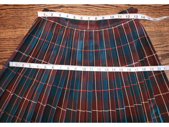 Vtg 50s 60s wool plaid pleated skirt S - image 9