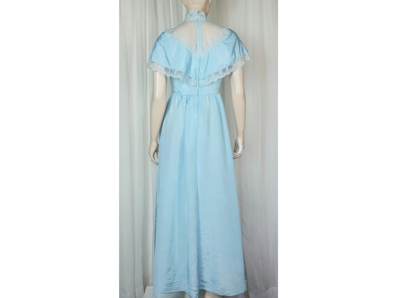 Vtg blue high lace neck victorian style maiden fo… - image 5