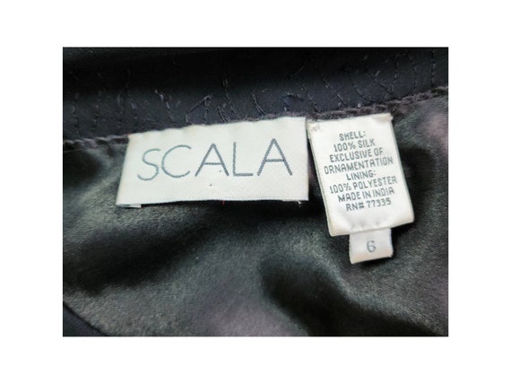 90s Y2k Scala silk beaded dress black XS/S 6 - image 7