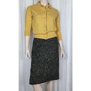 Vintage 50s 1950s wool tweed charcoal with yellow fleck pencil skirt XS image 1