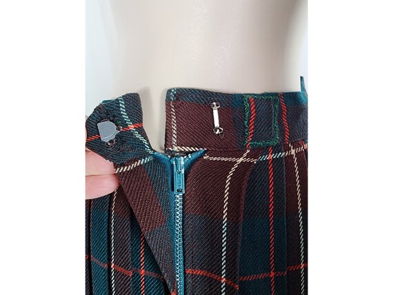 Vtg 50s 60s wool plaid pleated skirt S - image 5
