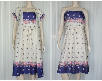 Vtg 70s Sears sundress & duster 2pc set S/M