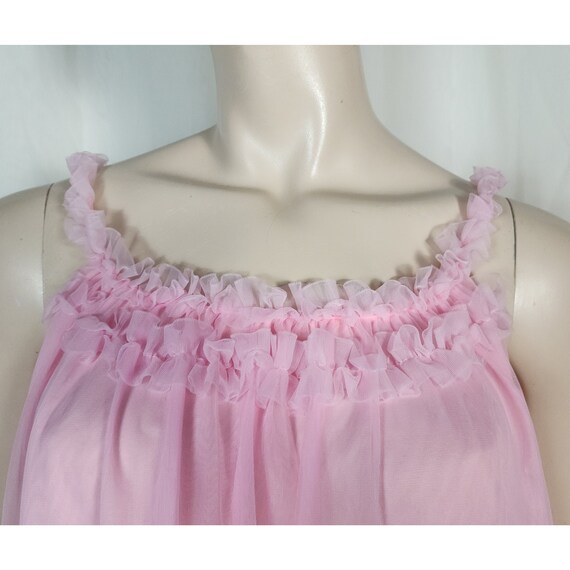 Vtg 60s Prova peignoir ruffle babydoll nightgown … - image 2