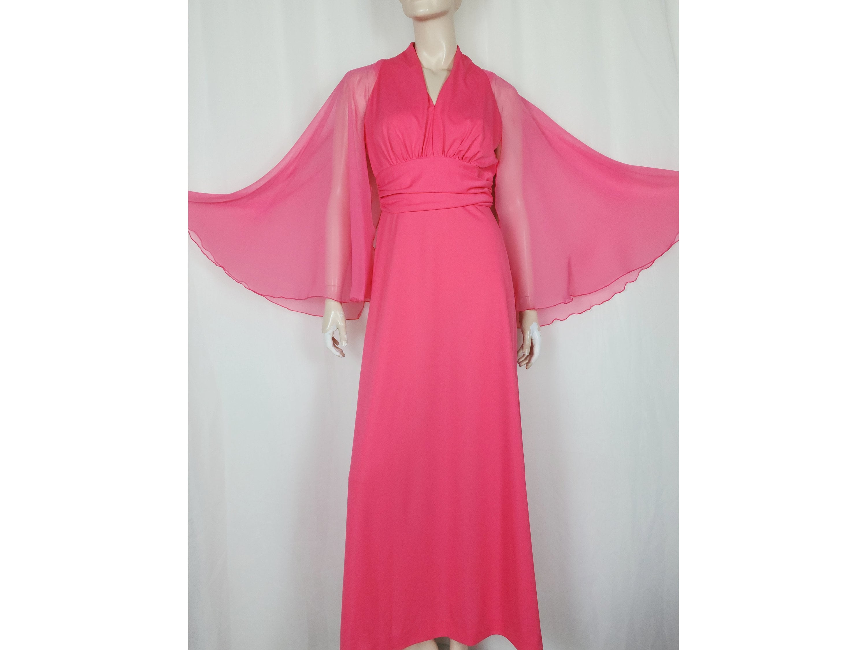 white christmas dresses Vintage 70's Chiffon Floral Maxi Dress