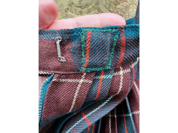 Vtg 50s 60s wool plaid pleated skirt S - image 6