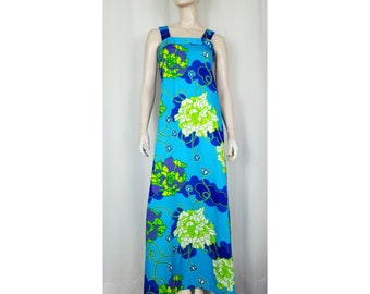 Vtg 70s Pomare Hawaiian sundress maxi M/L