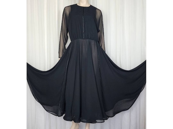 Vintage 80s Wayne Clark black chiffon witchy part… - image 3