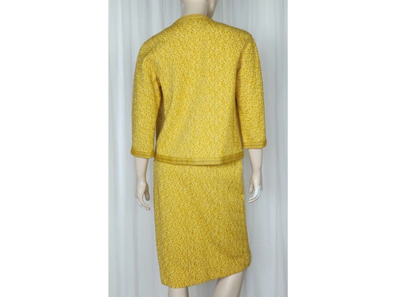 Vtg 1960s gold metallic floral brocade wool knit … - image 7