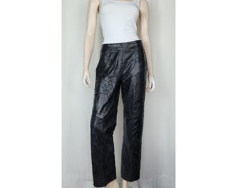 Y2K Leather Patchwork pants black sz 6 28 waist