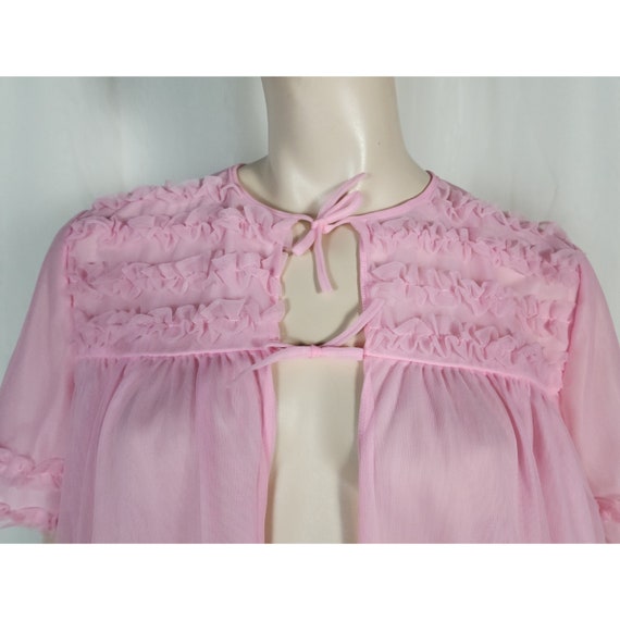 Vtg 60s Prova peignoir ruffle babydoll nightgown … - image 6