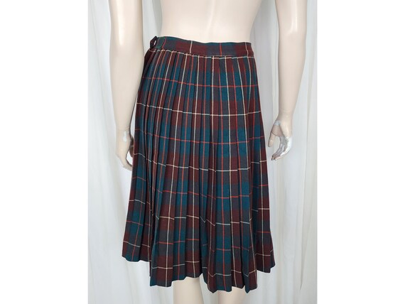 Vtg 50s 60s wool plaid pleated skirt S - image 4