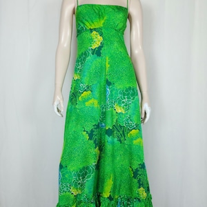 Vtg 70s Fimi&#39;s Hawaiian strappy dress green XS/S