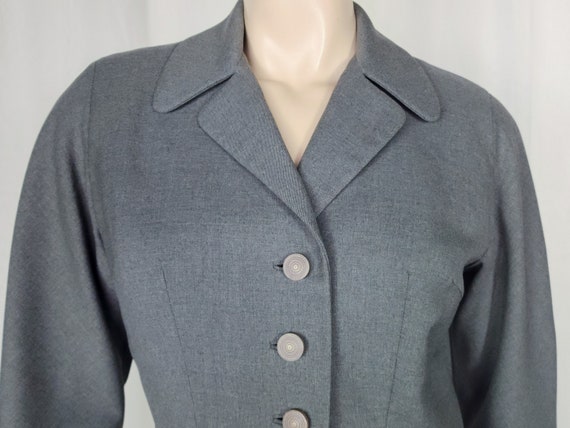 Vtg 1950s Auckie Sanft grey wool skirt suit set |… - image 2