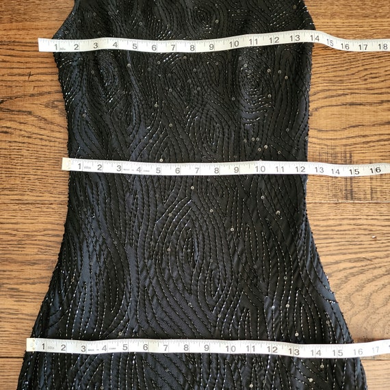 90s Y2k Scala silk beaded dress black XS/S 6 - image 10