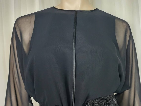 Vintage 80s Wayne Clark black chiffon witchy part… - image 2