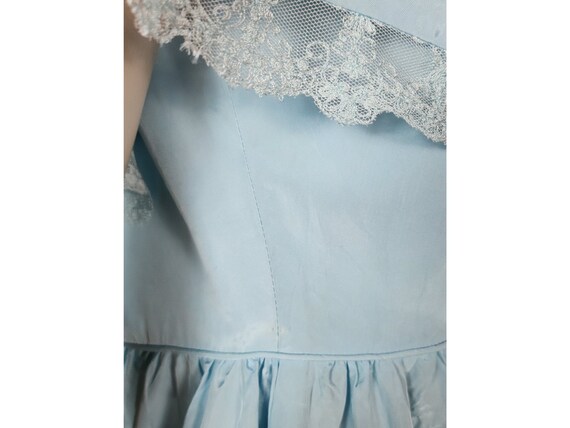 Vtg blue high lace neck victorian style maiden fo… - image 8