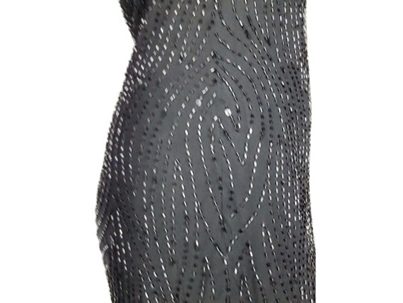 90s Y2k Scala silk beaded dress black XS/S 6 - image 9