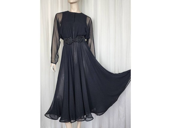 Vintage 80s Wayne Clark black chiffon witchy part… - image 1