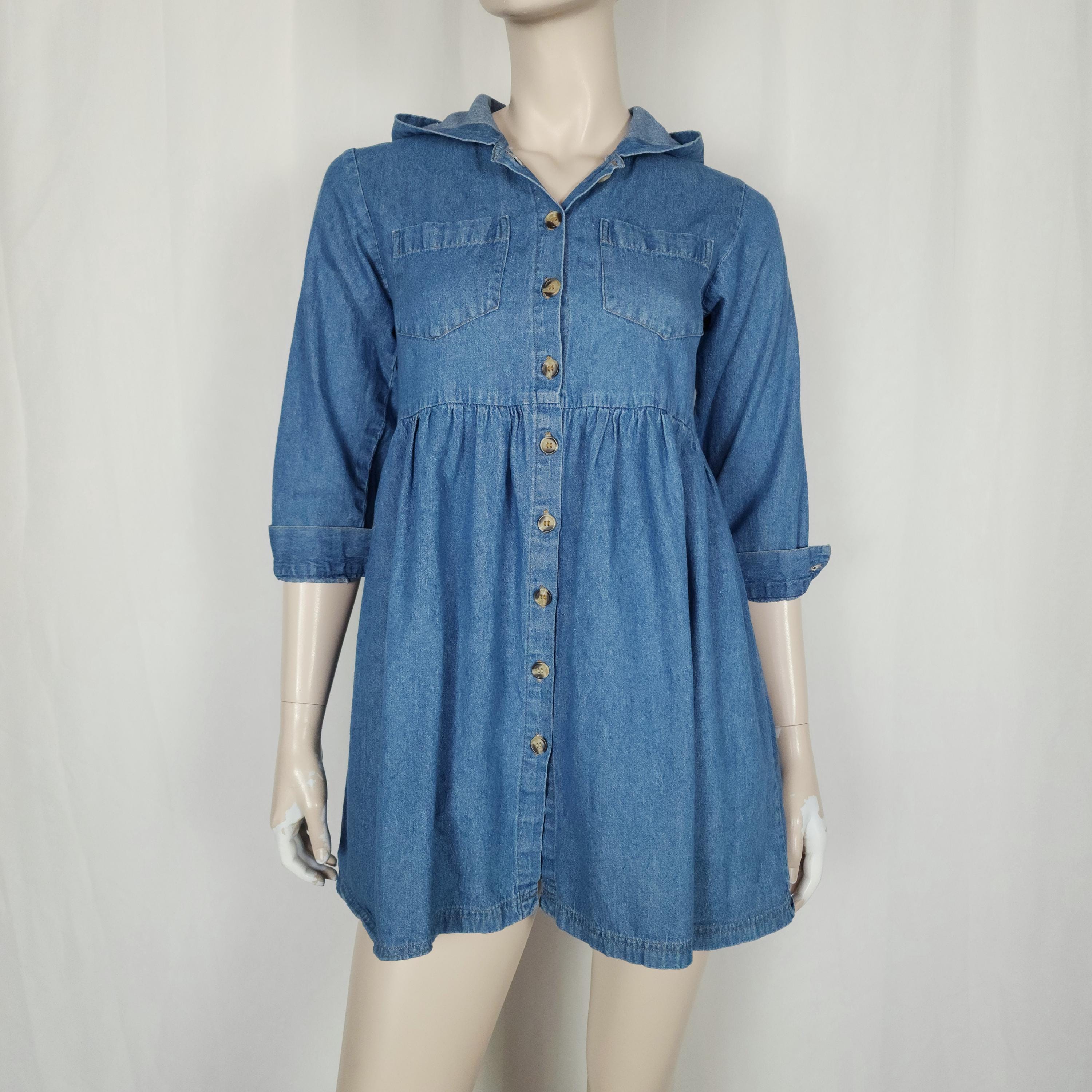 blue jean babydoll dress Altar'd State Esther Floral Midi Dress Large  Our Sunshine Boutique